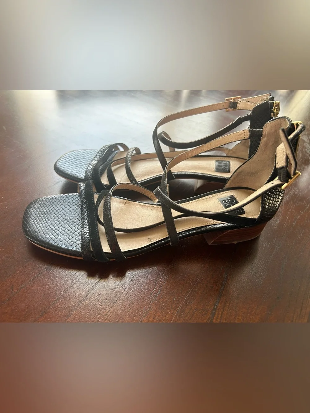 Louise et Cie Black Strappy Ankle-Zip Sandals size 6